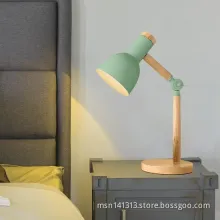 Modern Bedroom Stylish Wooden Base LED Desk Lamp